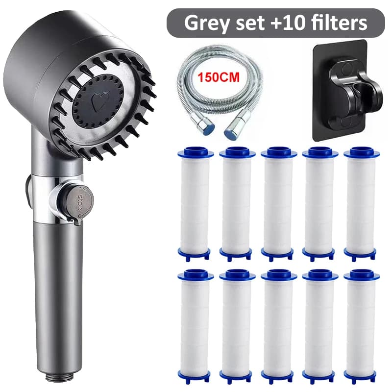 Wysokociśnieniowa oszczędna słuchawka prysznicowa 4 tryby masująco-filtrująca 🚿