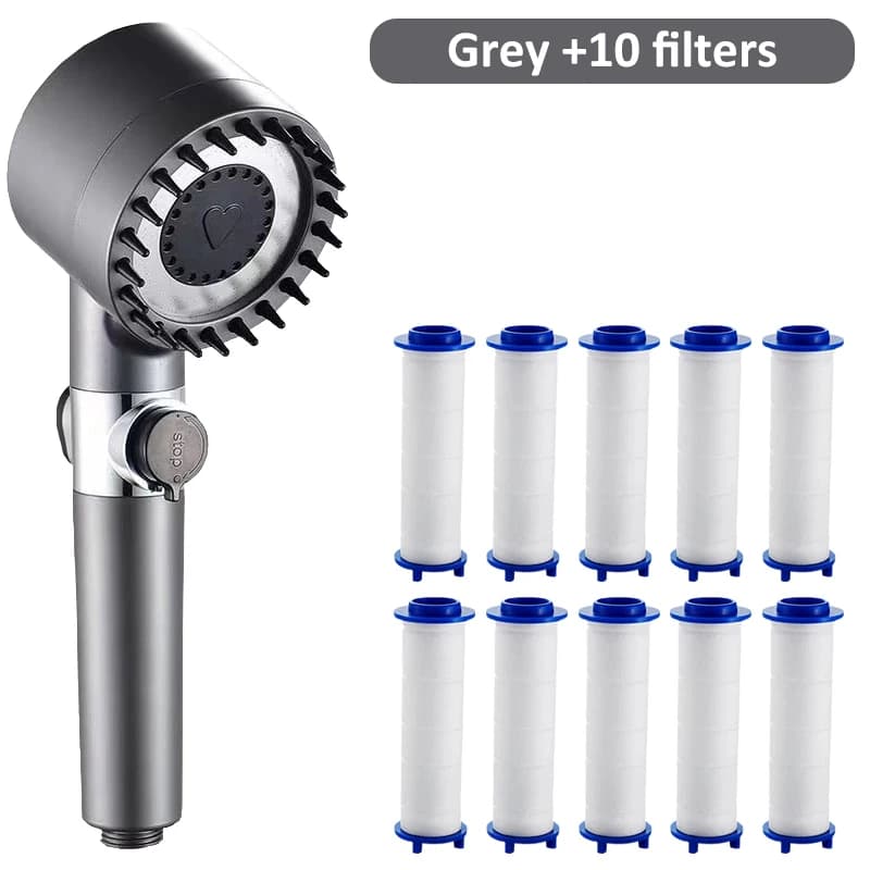 Wysokociśnieniowa oszczędna słuchawka prysznicowa 4 tryby masująco-filtrująca 🚿