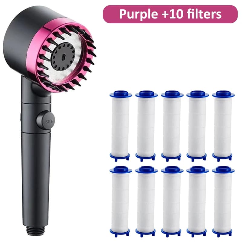 Wysokociśnieniowa oszczędna słuchawka prysznicowa 4 tryby masująco-filtrująca 🚿