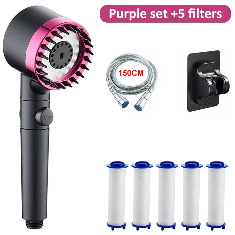 Wysokociśnieniowa oszczędna słuchawka prysznicowa 4 tryby masująco-filtrująca 🚿
