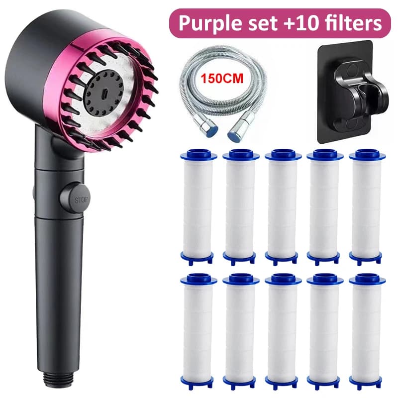 Wysokociśnieniowa oszczędna słuchawka prysznicowa 4 tryby masująco-filtrująca 🚿