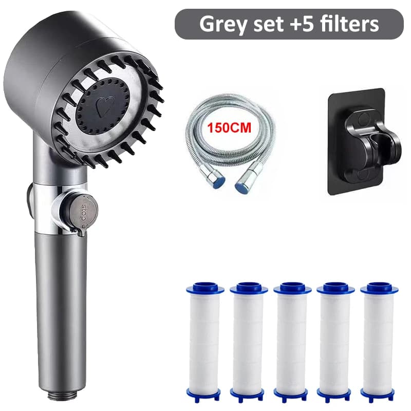 Wysokociśnieniowa oszczędna słuchawka prysznicowa 4 tryby masująco-filtrująca 🚿